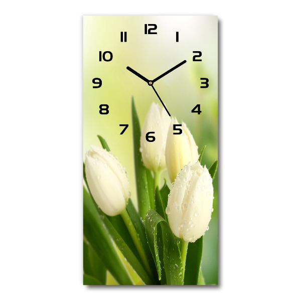 Vertical wall clock White tulips