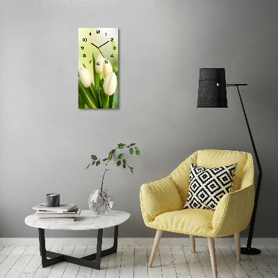 Vertical wall clock White tulips