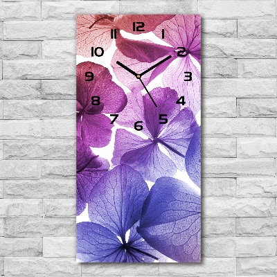 Vertical wall clock Purple flowers