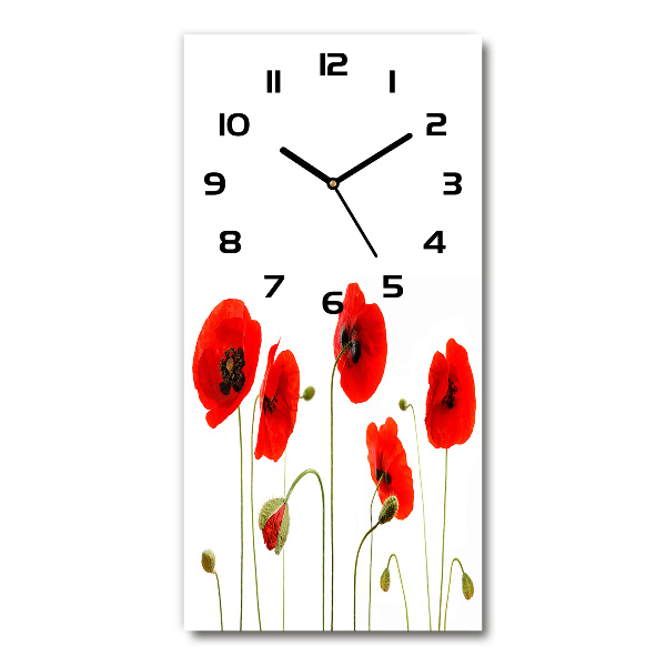 Modern vertical wall clock Field poppies