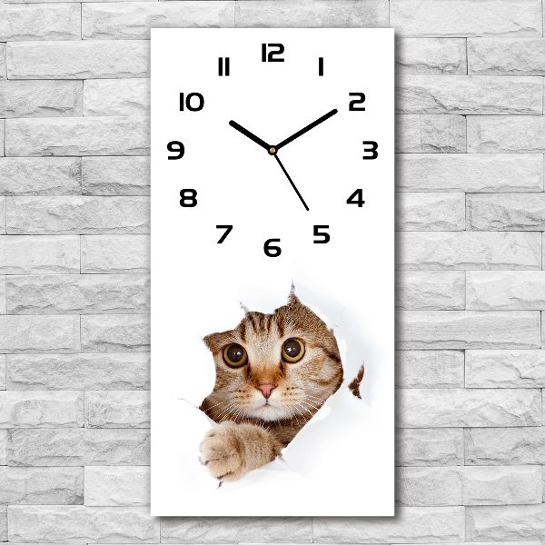 Vertical wall clock Cat