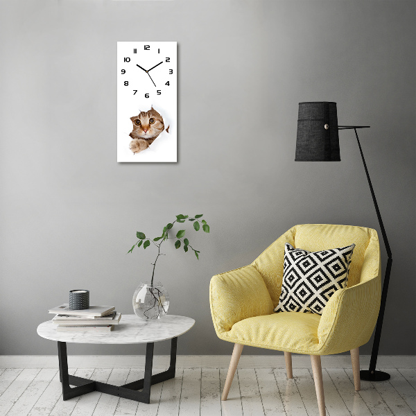 Vertical wall clock Cat