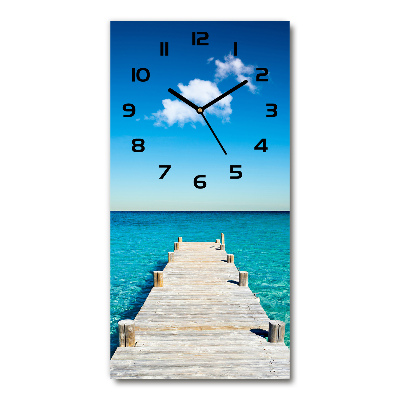 Modern vertical wall clock Wooden pier