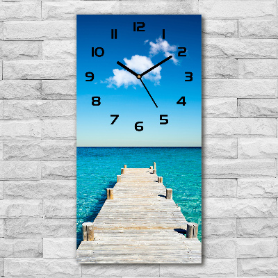 Modern vertical wall clock Wooden pier