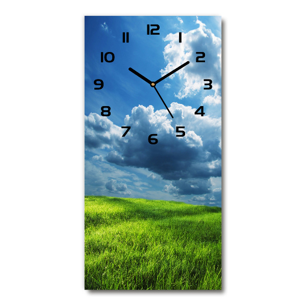 Vertical rectangular wall clock Clouds above the field