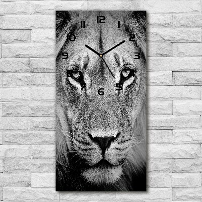 Vertical wall clock Portrait of a lion