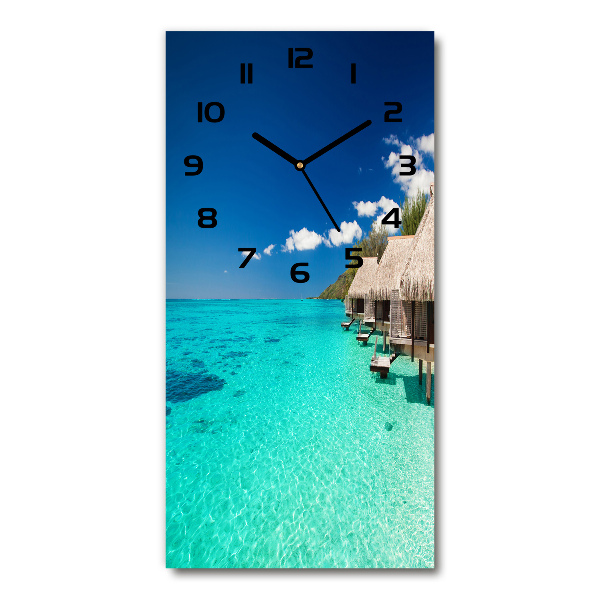 Vertical rectangular wall clock Tropical island