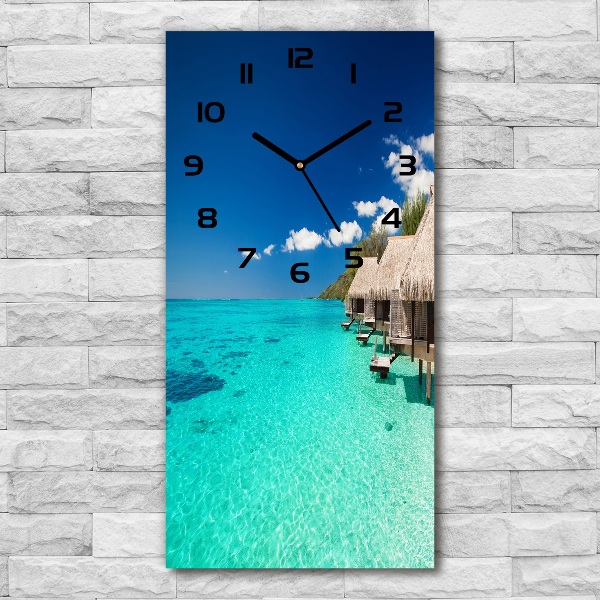 Vertical rectangular wall clock Tropical island