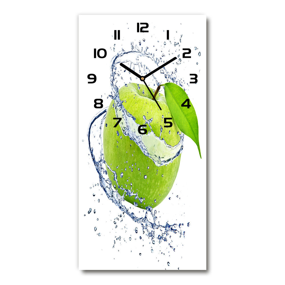 Vertical wall clock Green apples