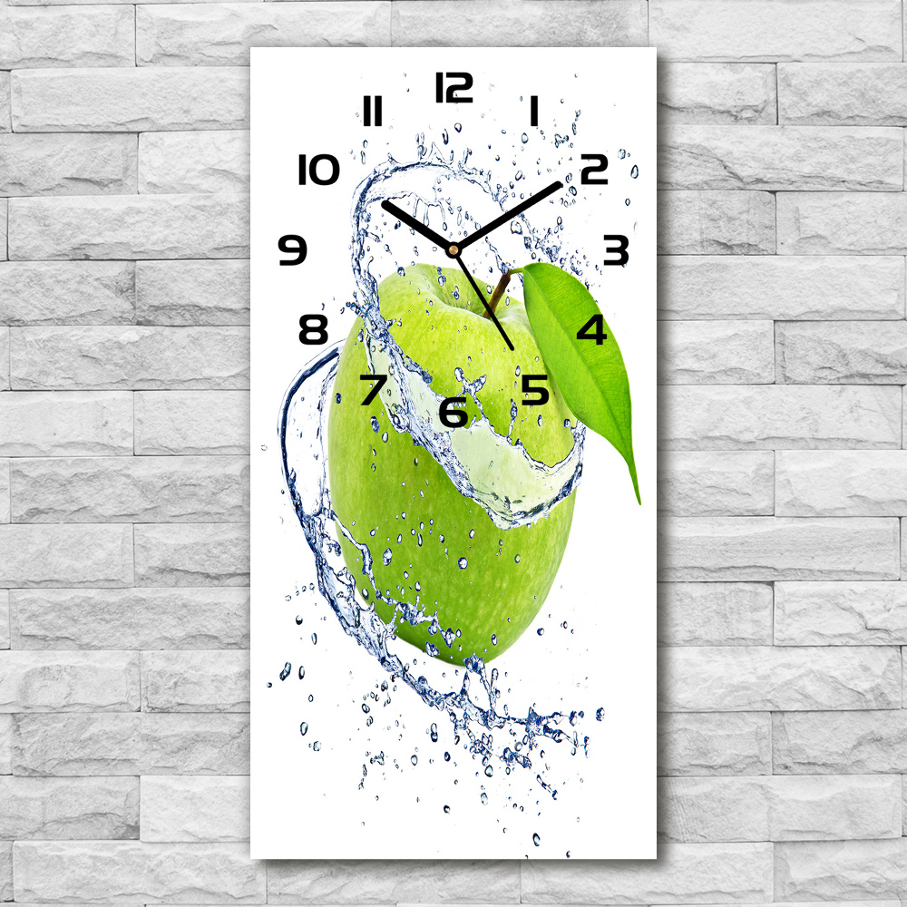 Vertical wall clock Green apples