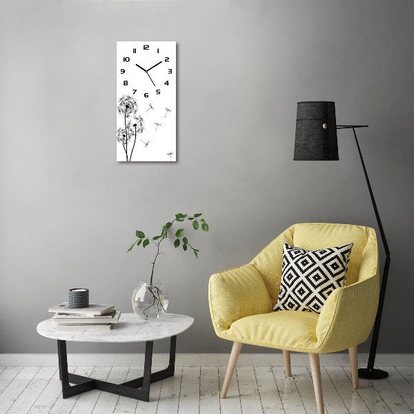 Modern vertical wall clock dandelions