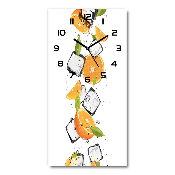 Modern vertical wall clock Oranges and ice