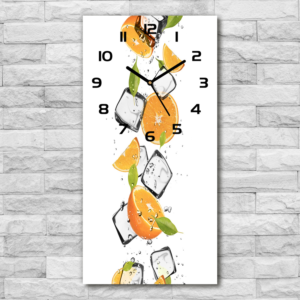 Modern vertical wall clock Oranges and ice