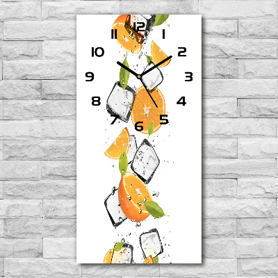 Modern vertical wall clock Oranges and ice