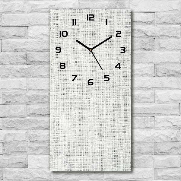 Vertical rectangular wall clock Linen white canvas