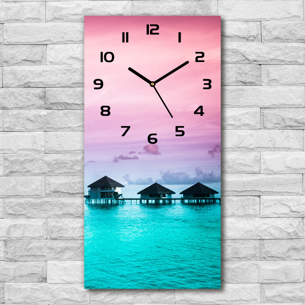 Modern vertical wall clock Bungalowy on the water