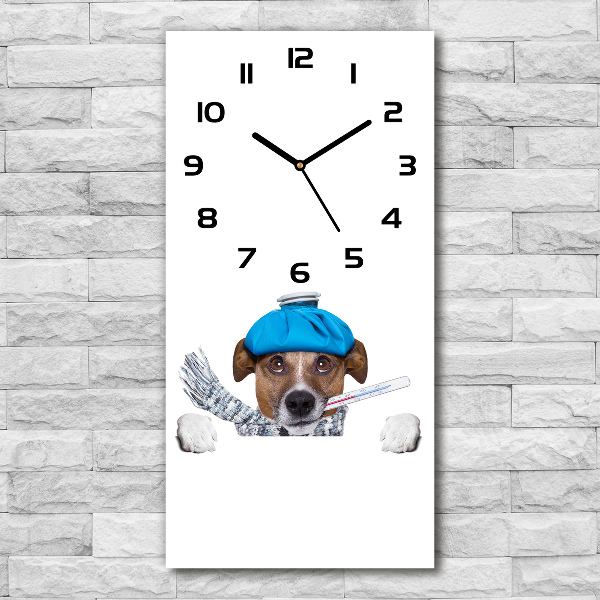 Vertical wall clock Sick dog