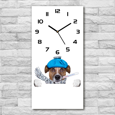 Vertical wall clock Sick dog