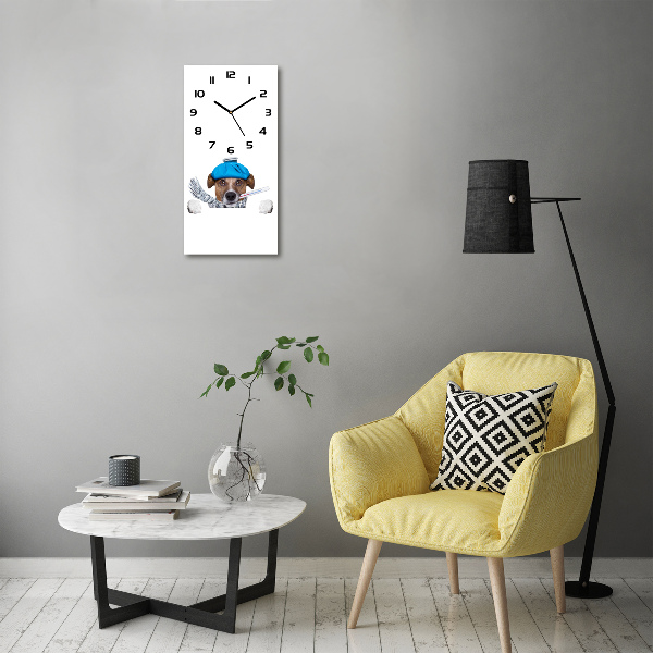 Vertical wall clock Sick dog