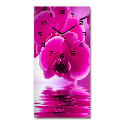 Vertical rectangular wall clock Pink orchid