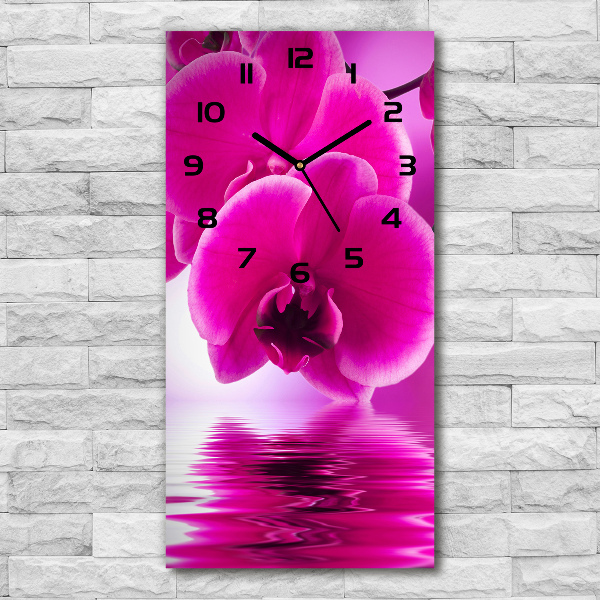 Vertical rectangular wall clock Pink orchid