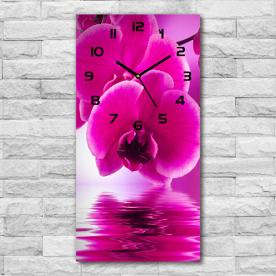 Vertical rectangular wall clock Pink orchid