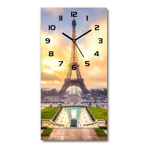 Vertical rectangular wall clock Eiffel Paris tower