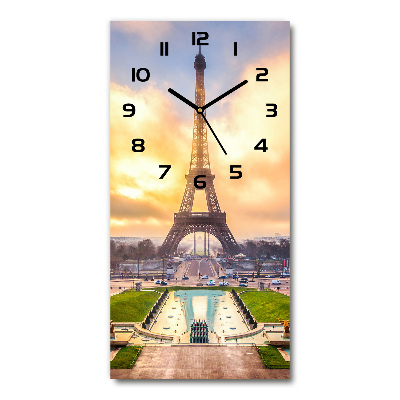 Vertical rectangular wall clock Eiffel Paris tower