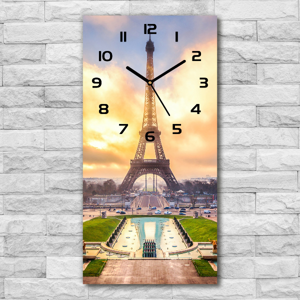 Vertical rectangular wall clock Eiffel Paris tower