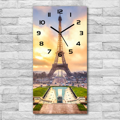 Vertical rectangular wall clock Eiffel Paris tower