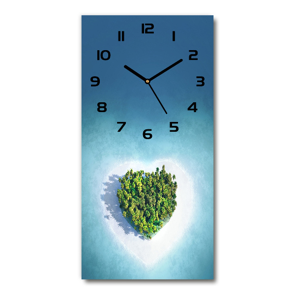 Vertical rectangular wall clock Beach shape of the heart