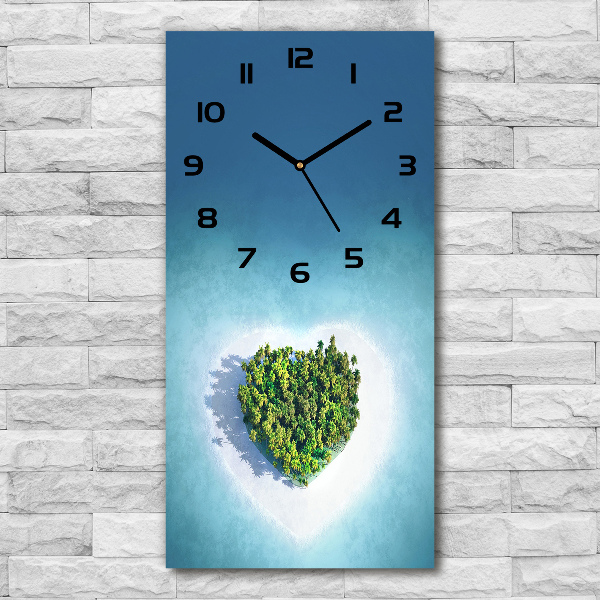 Vertical rectangular wall clock Beach shape of the heart