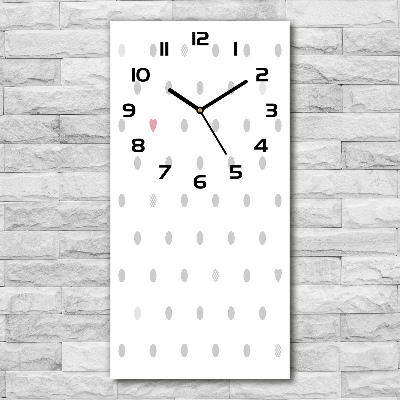 Vertical wall clock Dots and hearts