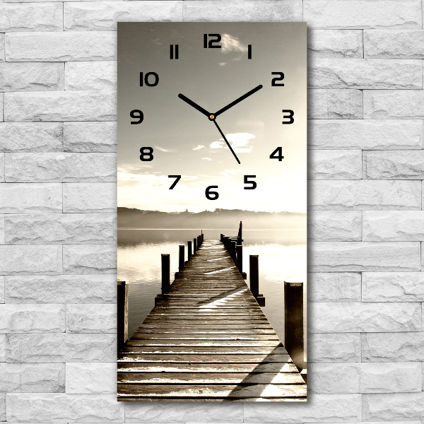 Vertical rectangular wall clock Wooden pier