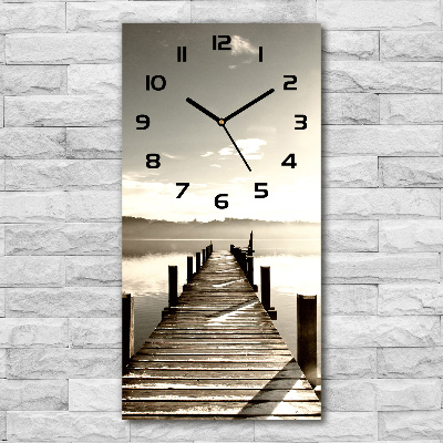 Vertical rectangular wall clock Wooden pier