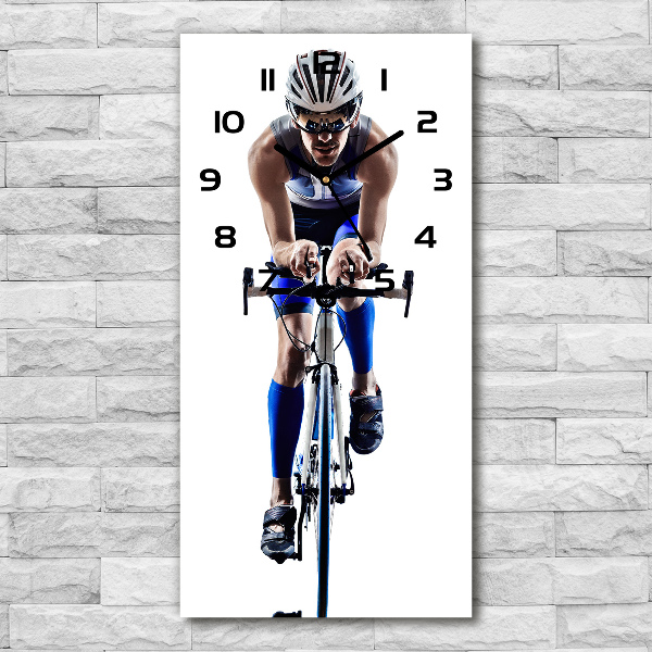 Vertical rectangular wall clock Cyclist