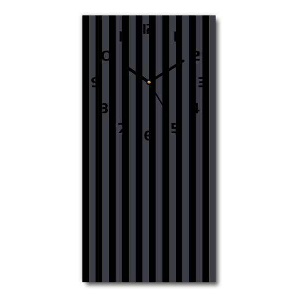 Vertical wall clock Black and gray stripes