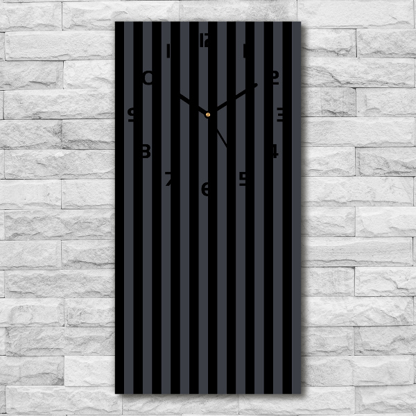 Vertical wall clock Black and gray stripes