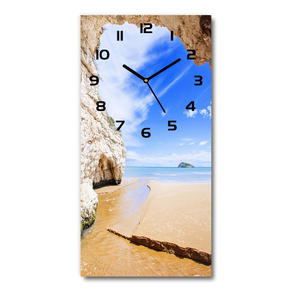 Vertical rectangular wall clock Cave by the sea