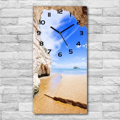 Vertical rectangular wall clock Cave by the sea