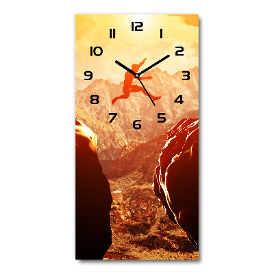 Vertical rectangular wall clock Jump over the abyss