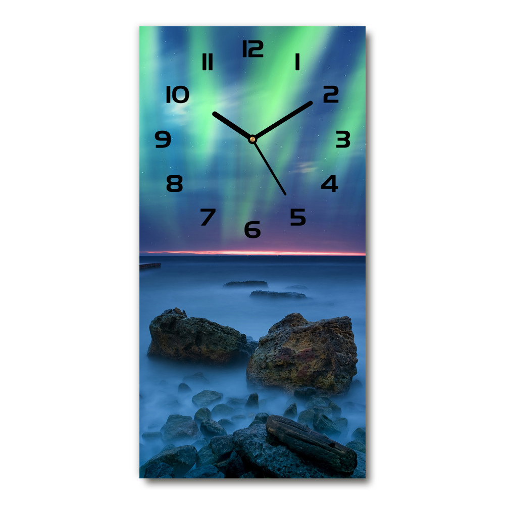 Modern vertical wall clock Northern lights