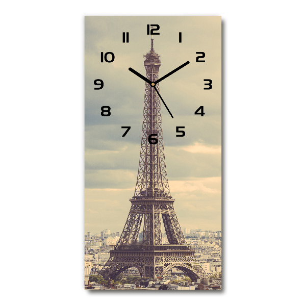 Vertical wall clock Eiffel Paris tower