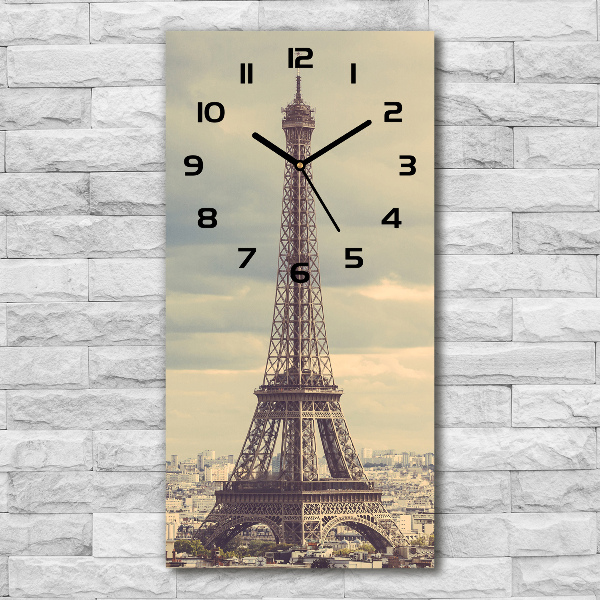 Vertical wall clock Eiffel Paris tower