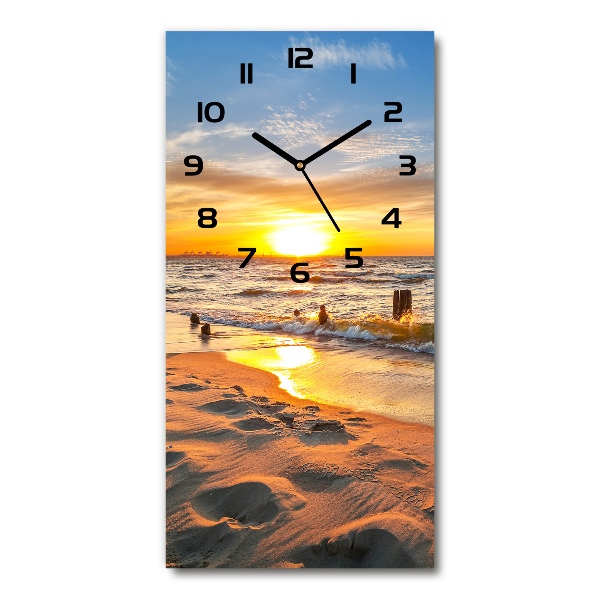 Vertical rectangular wall clock Sunset sea