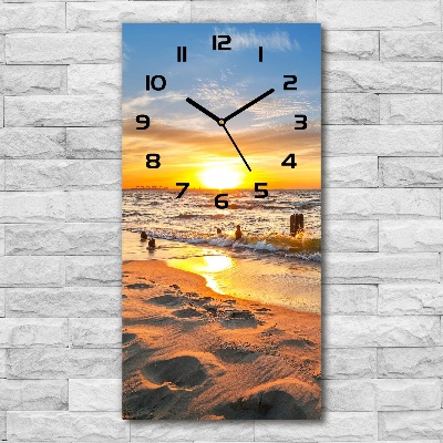 Vertical rectangular wall clock Sunset sea