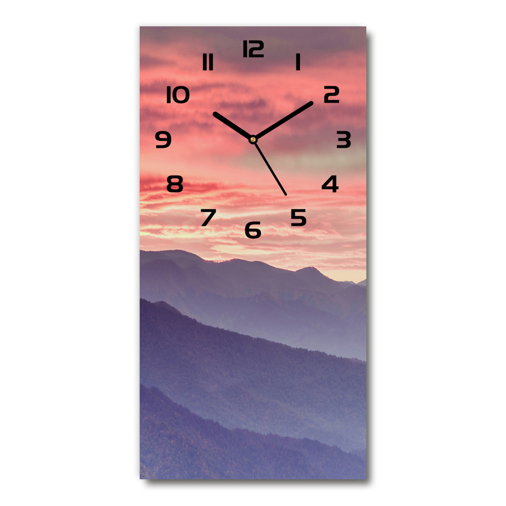 Vertical wall clock Fog over the mountains