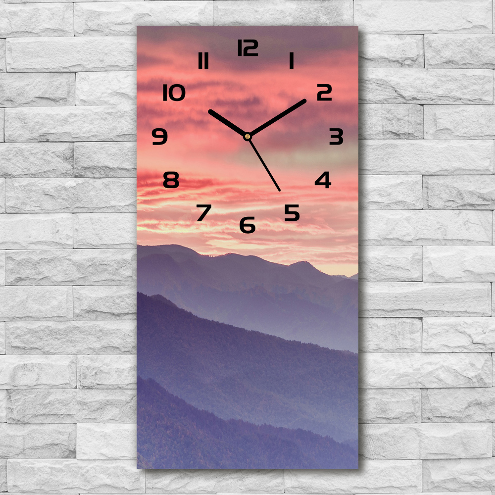 Vertical wall clock Fog over the mountains