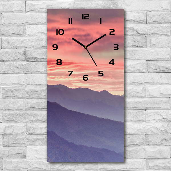 Vertical wall clock Fog over the mountains