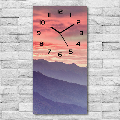 Vertical wall clock Fog over the mountains